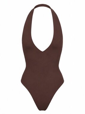 ETERNE Amelia Halter One Piece Swimsuit in Chocolate Size Small NWT
